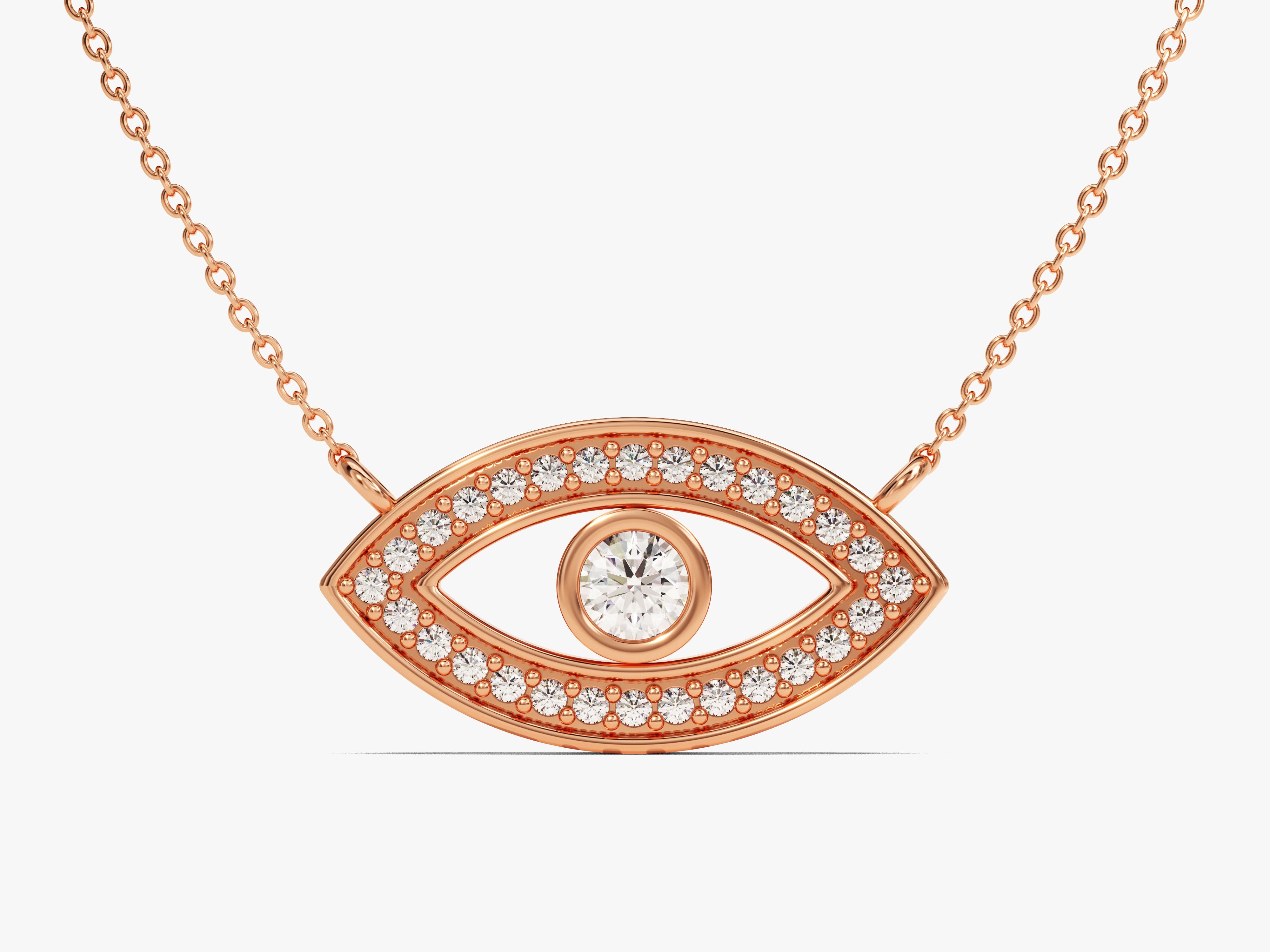 Diamond evil eye necklace in rose gold from jewelry brand