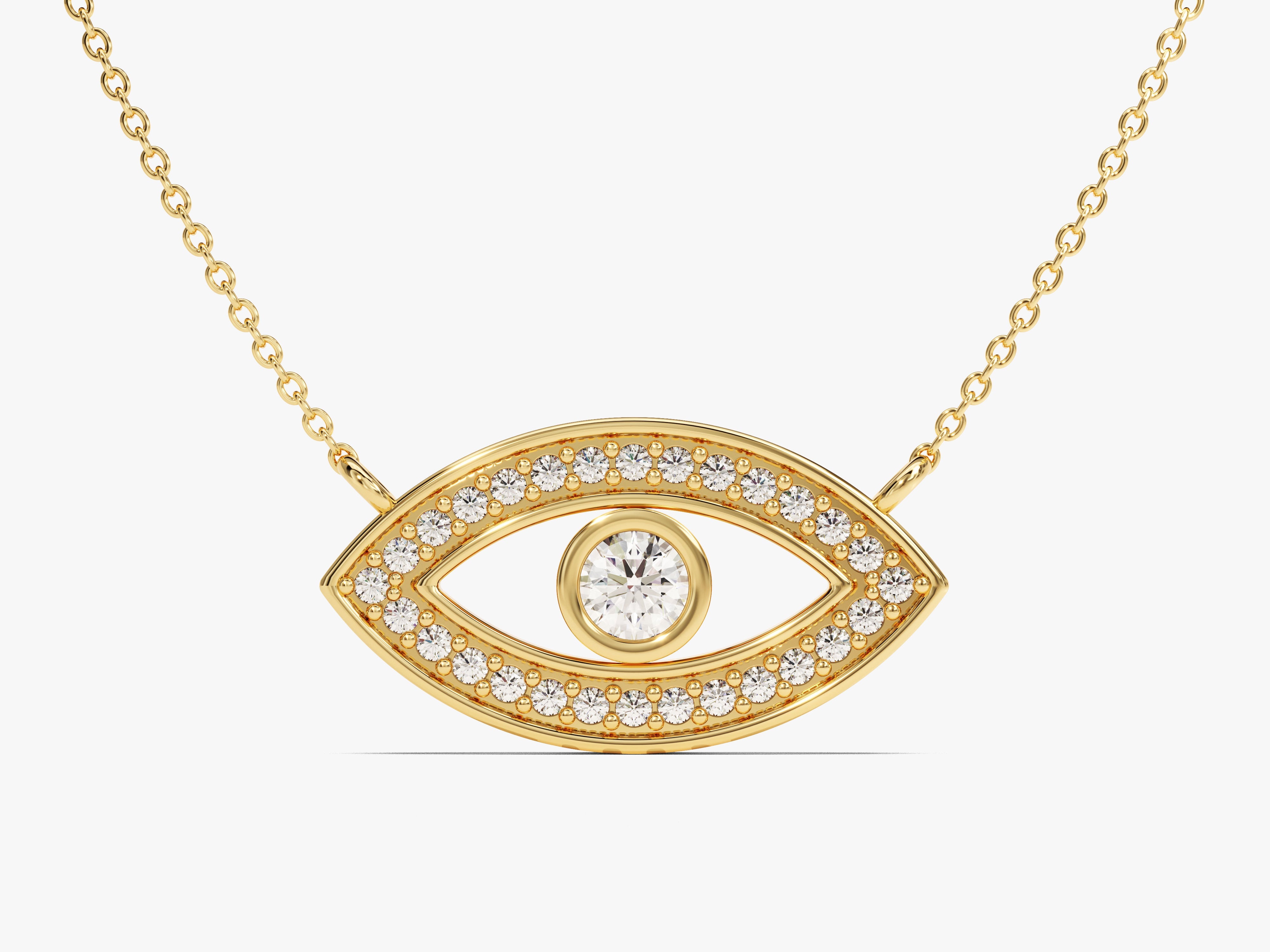 Gold evil eye necklace with diamonds