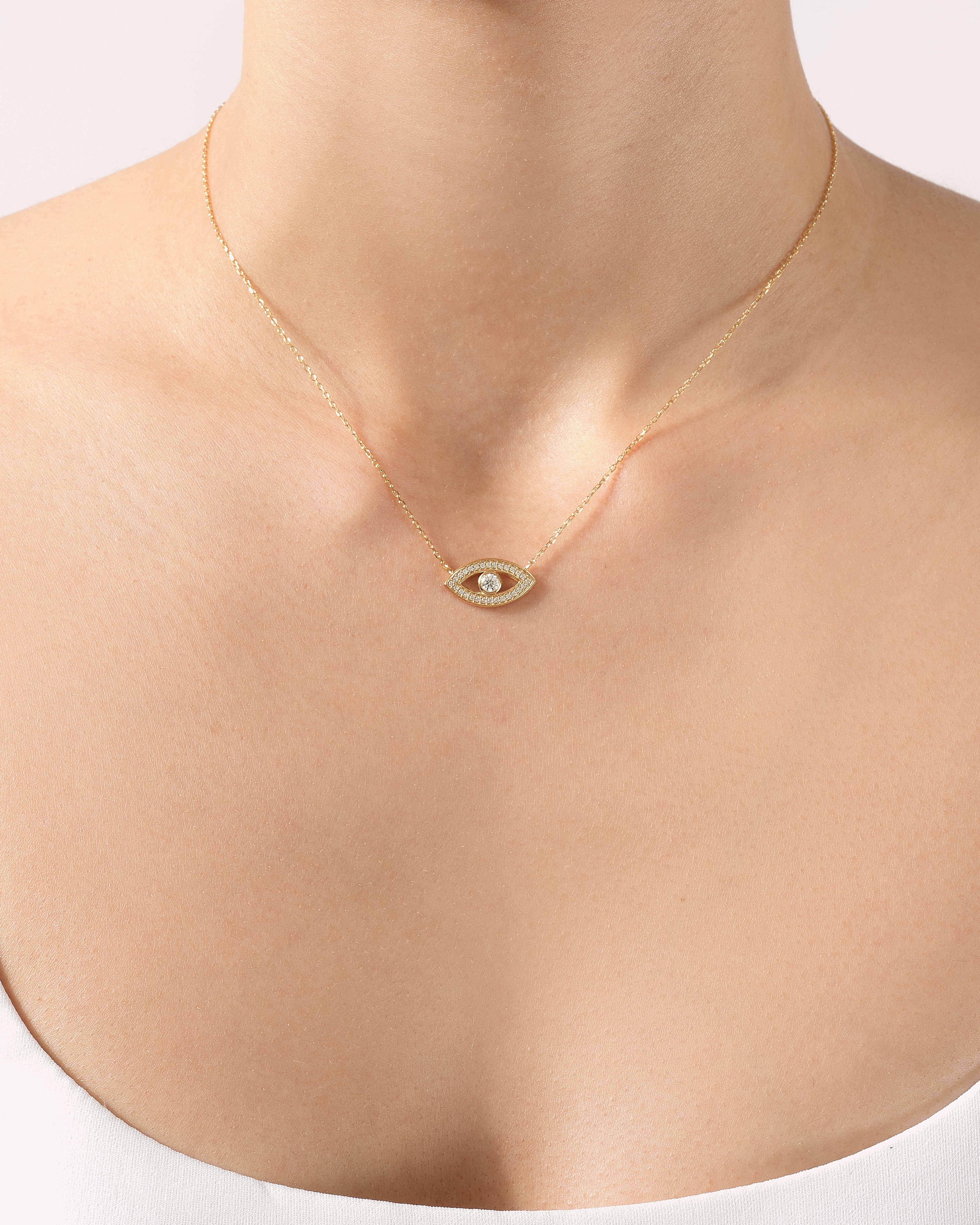 Bezel Evil Eye Necklace
