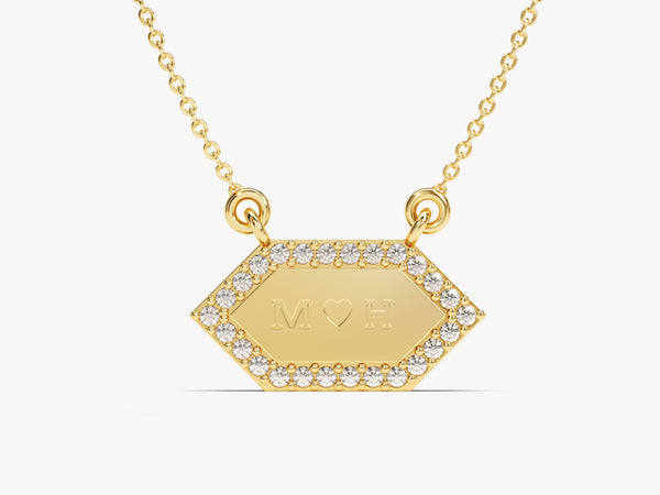 Hexagon Initial Necklace in 14k Solid Gold