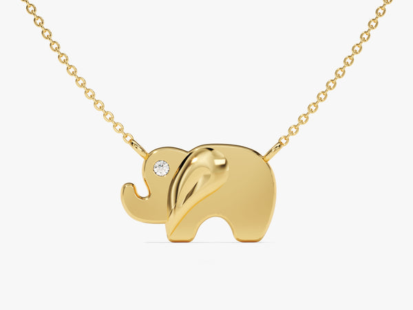 Elephant Pendant Necklace in 14k Solid Gold