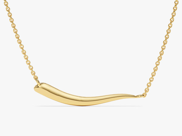 Curved Pendant Necklace in 14k Solid Gold