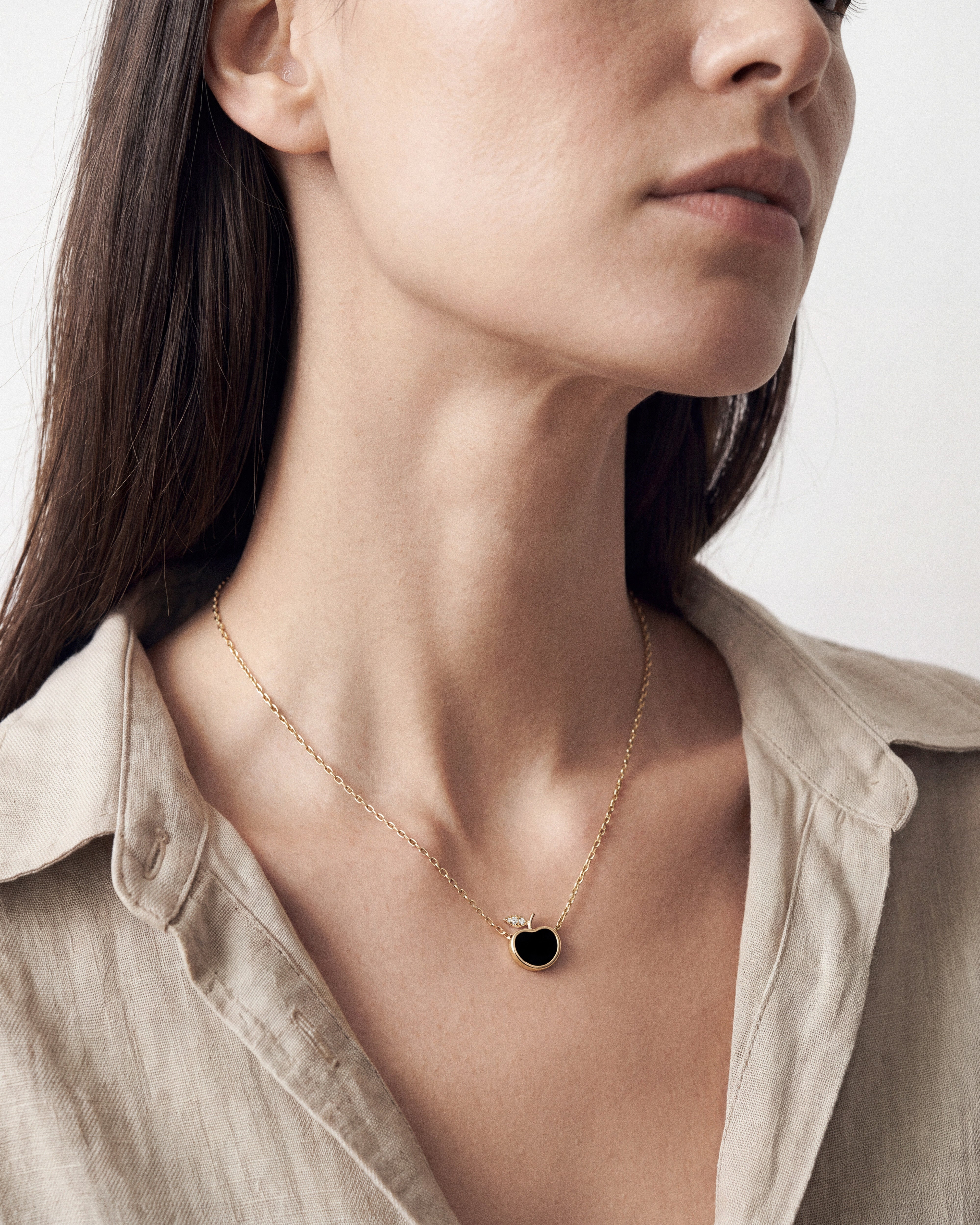 Black Enamel Apple Necklace
