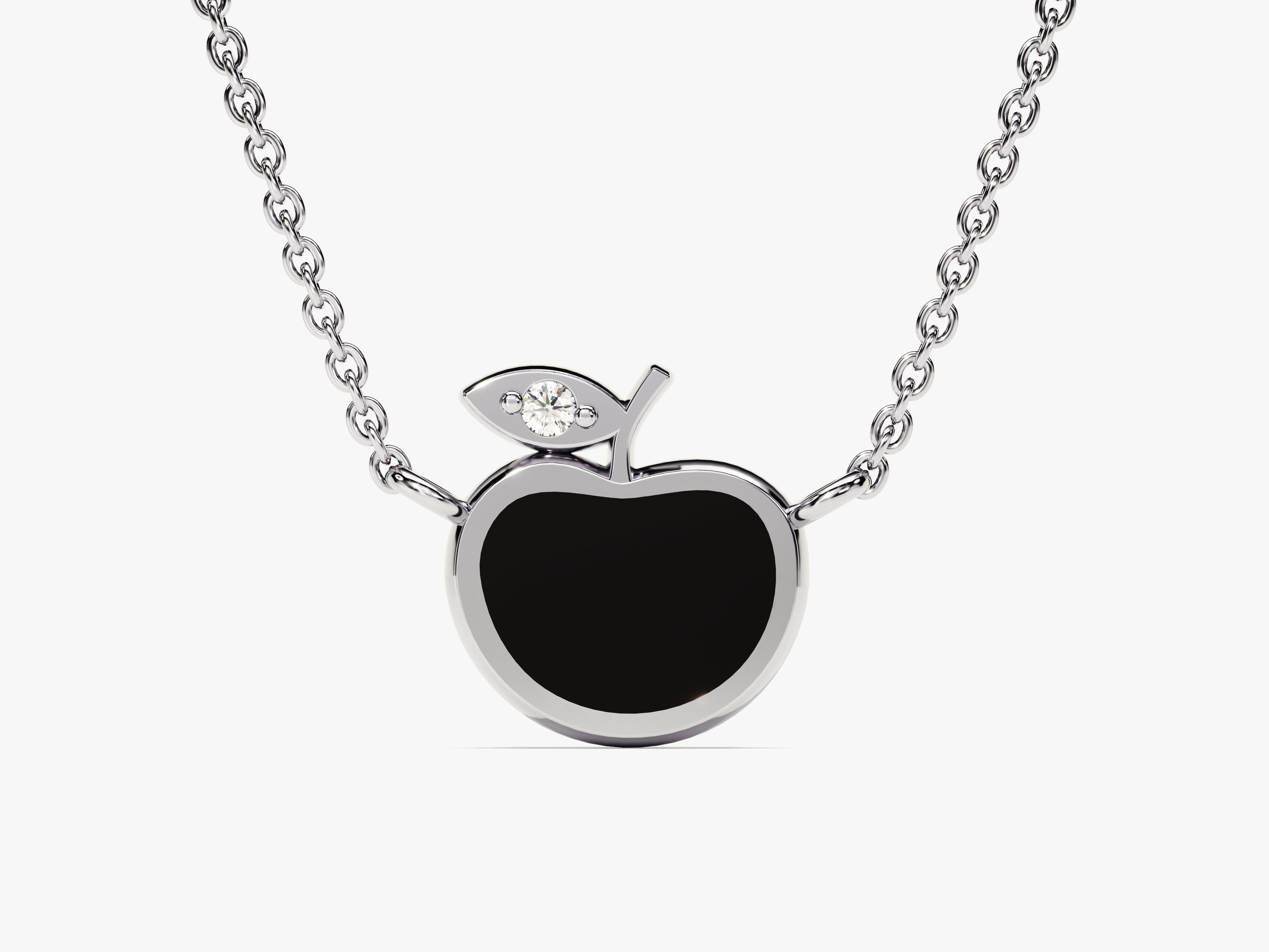Diamond apple pendant necklace, fine jewelry for women