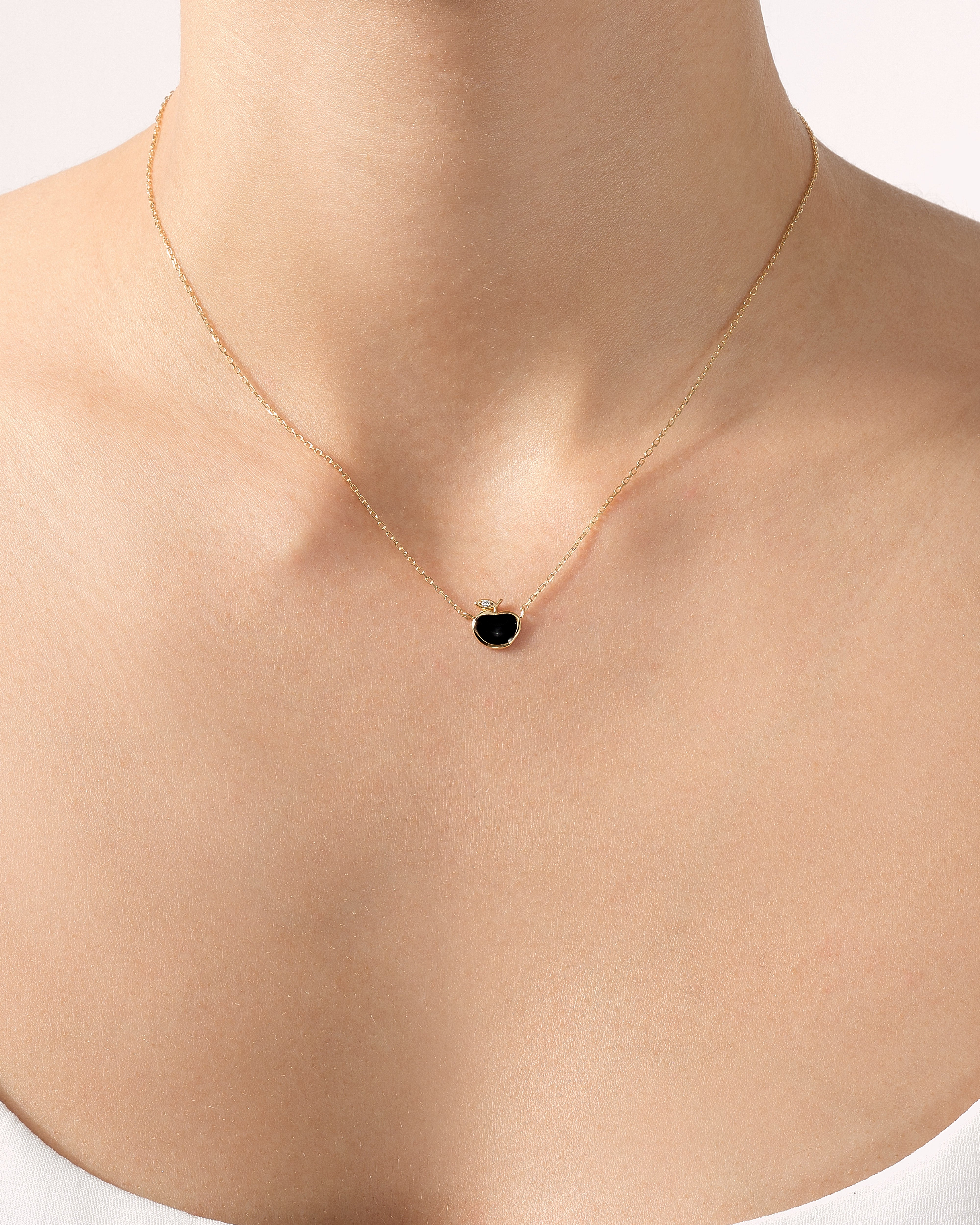 Black Enamel Apple Necklace