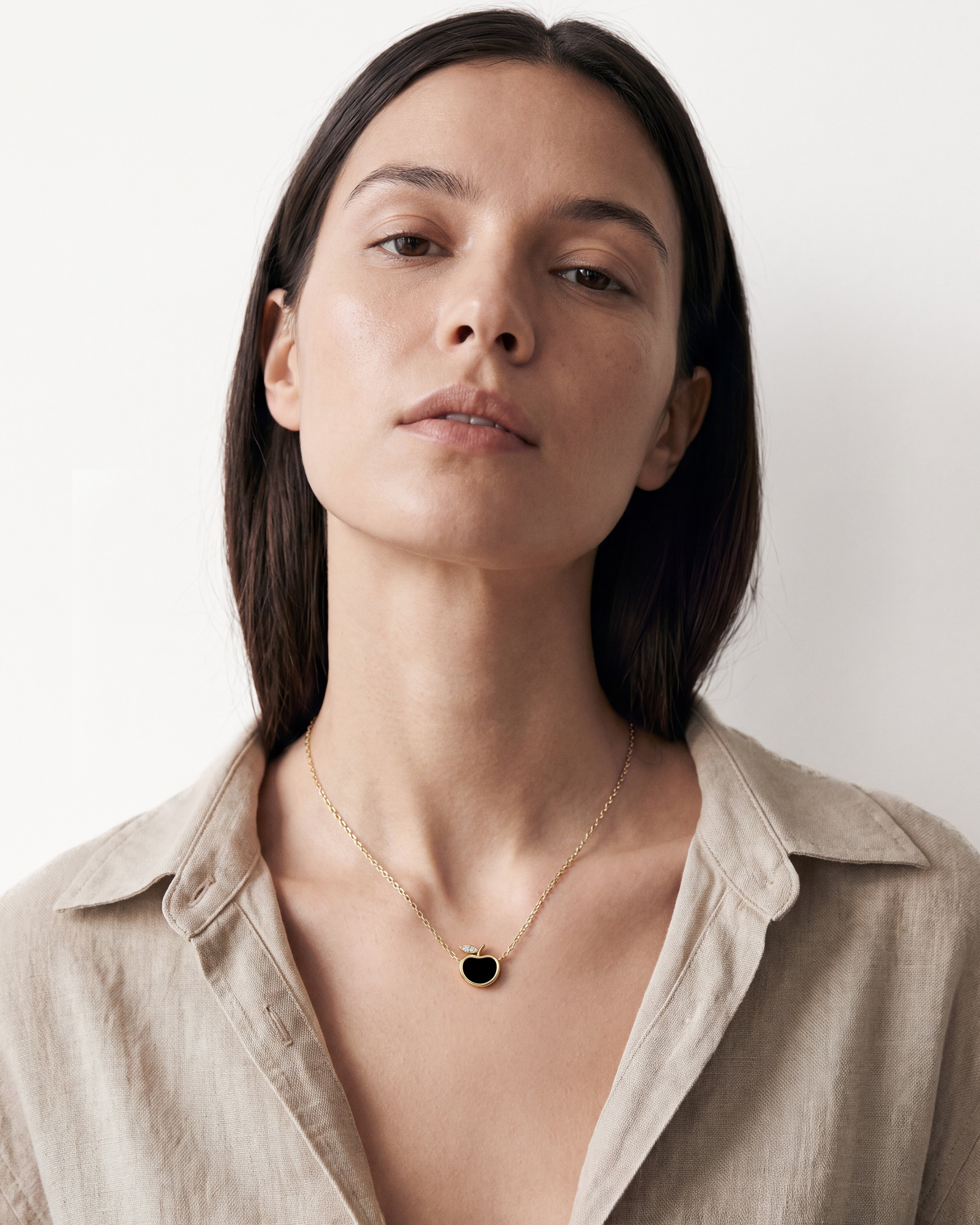 Black Enamel Apple Necklace