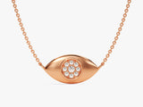 Rose gold evil eye necklace with diamonds