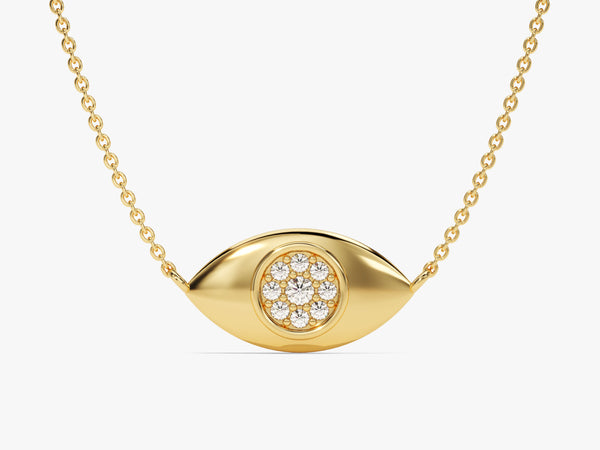 Gold evil eye necklace with diamonds