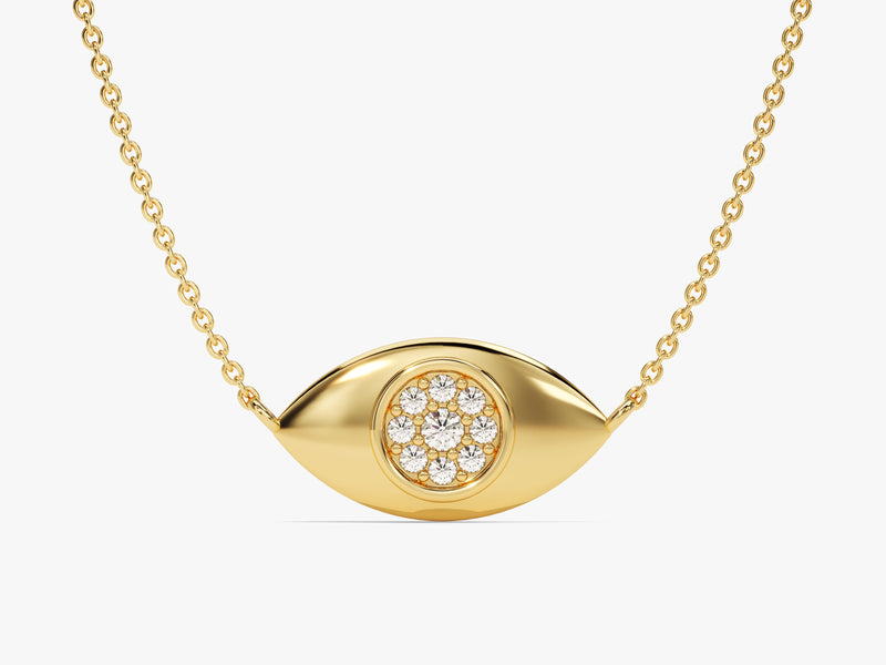 Gold evil eye necklace with diamonds