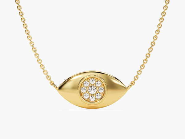 Micro Prong Diamond Eye Necklace in 14k Solid Gold