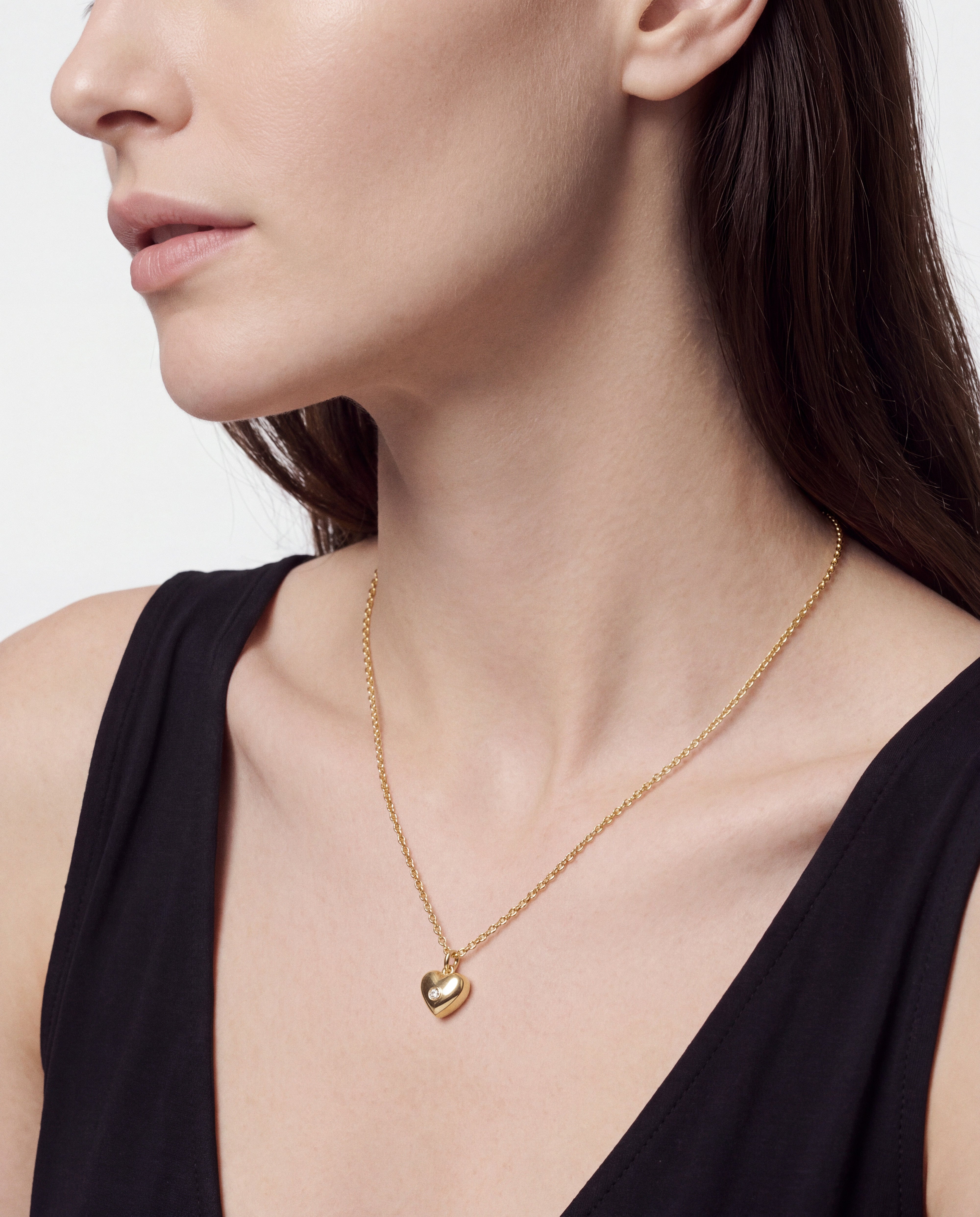 Heart Charm Necklace with Sparkle