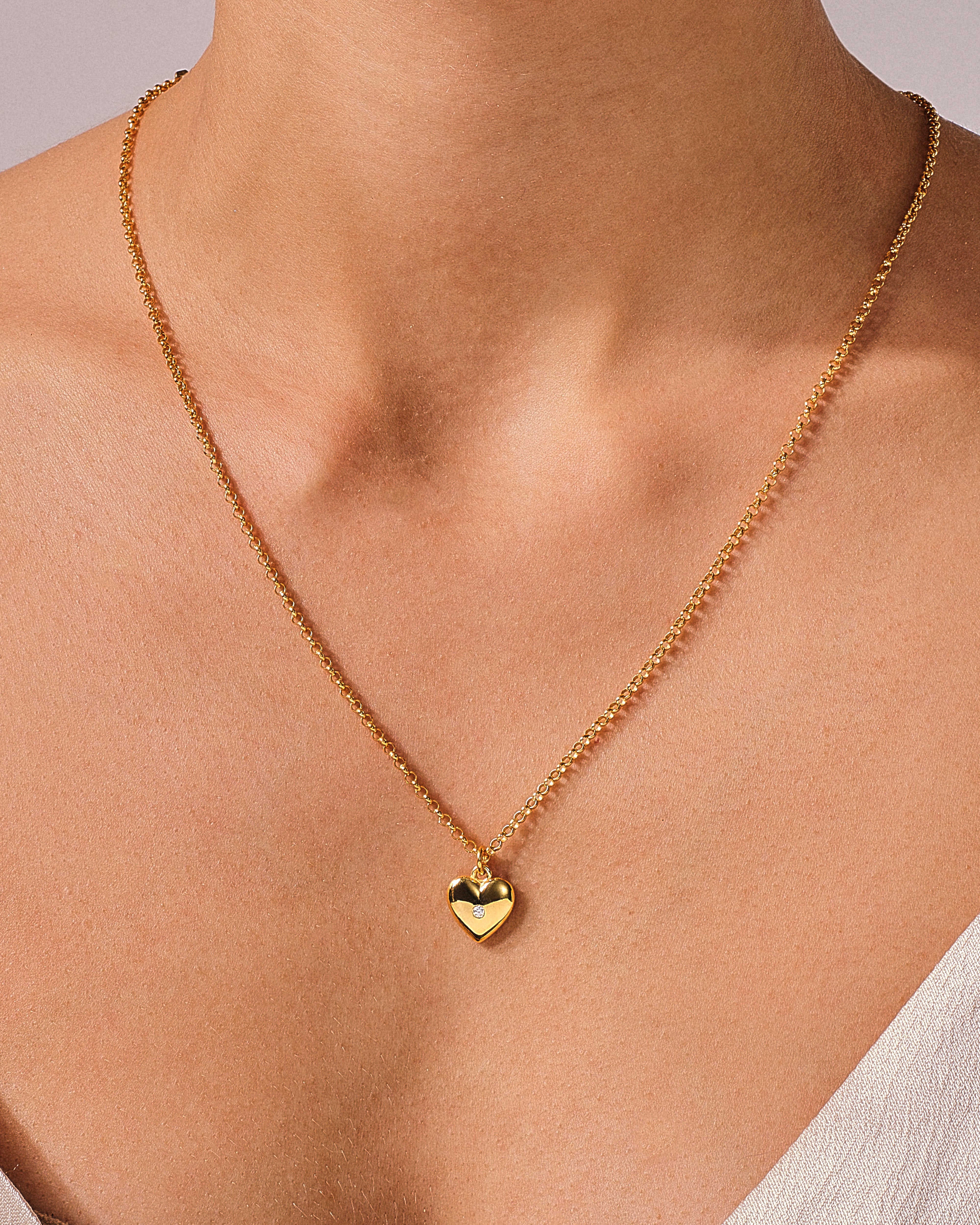 Heart Charm Necklace with Sparkle