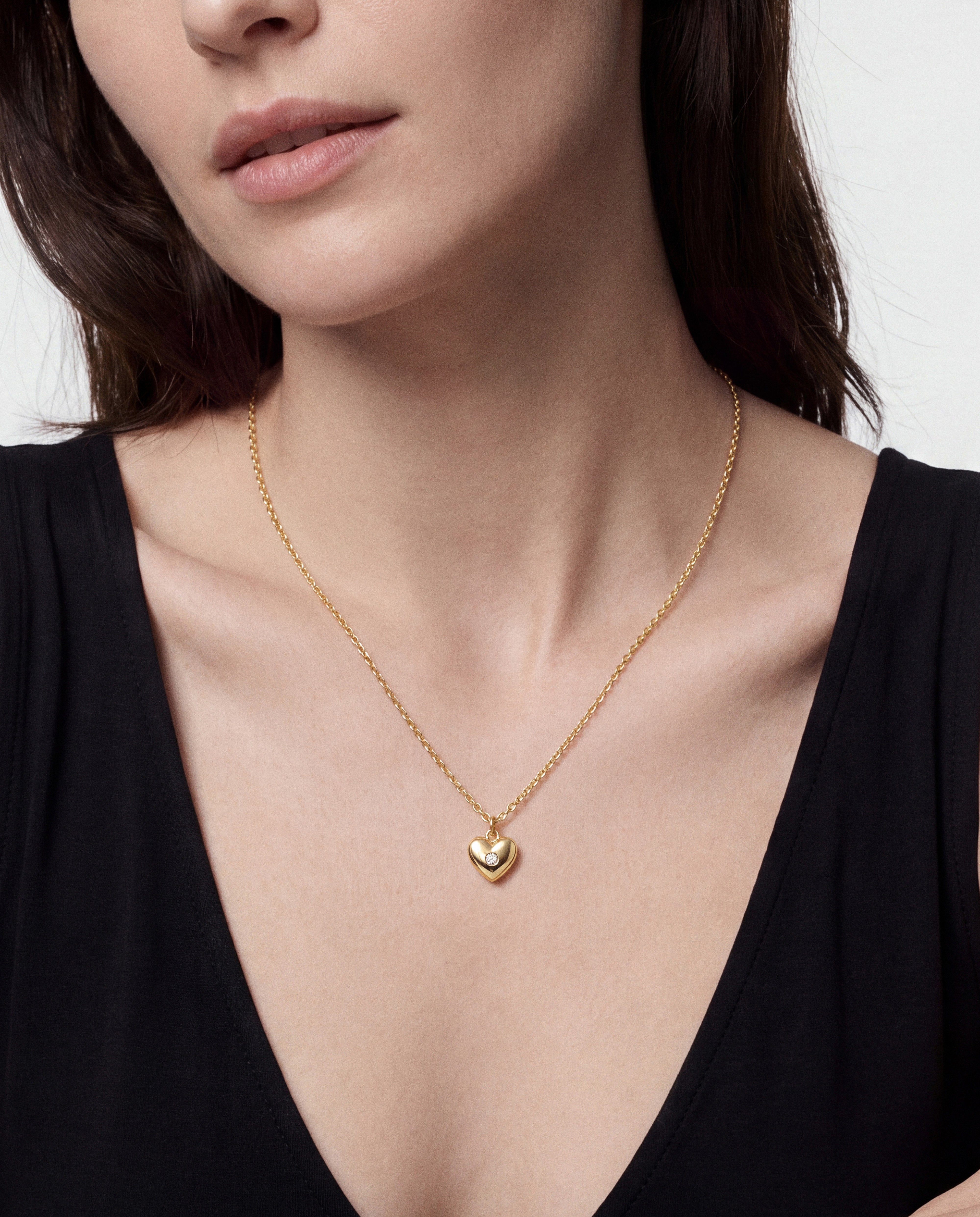 Heart Charm Necklace with Sparkle