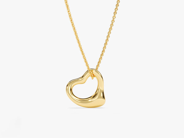 Open Heart Necklace in 14k Solid Gold