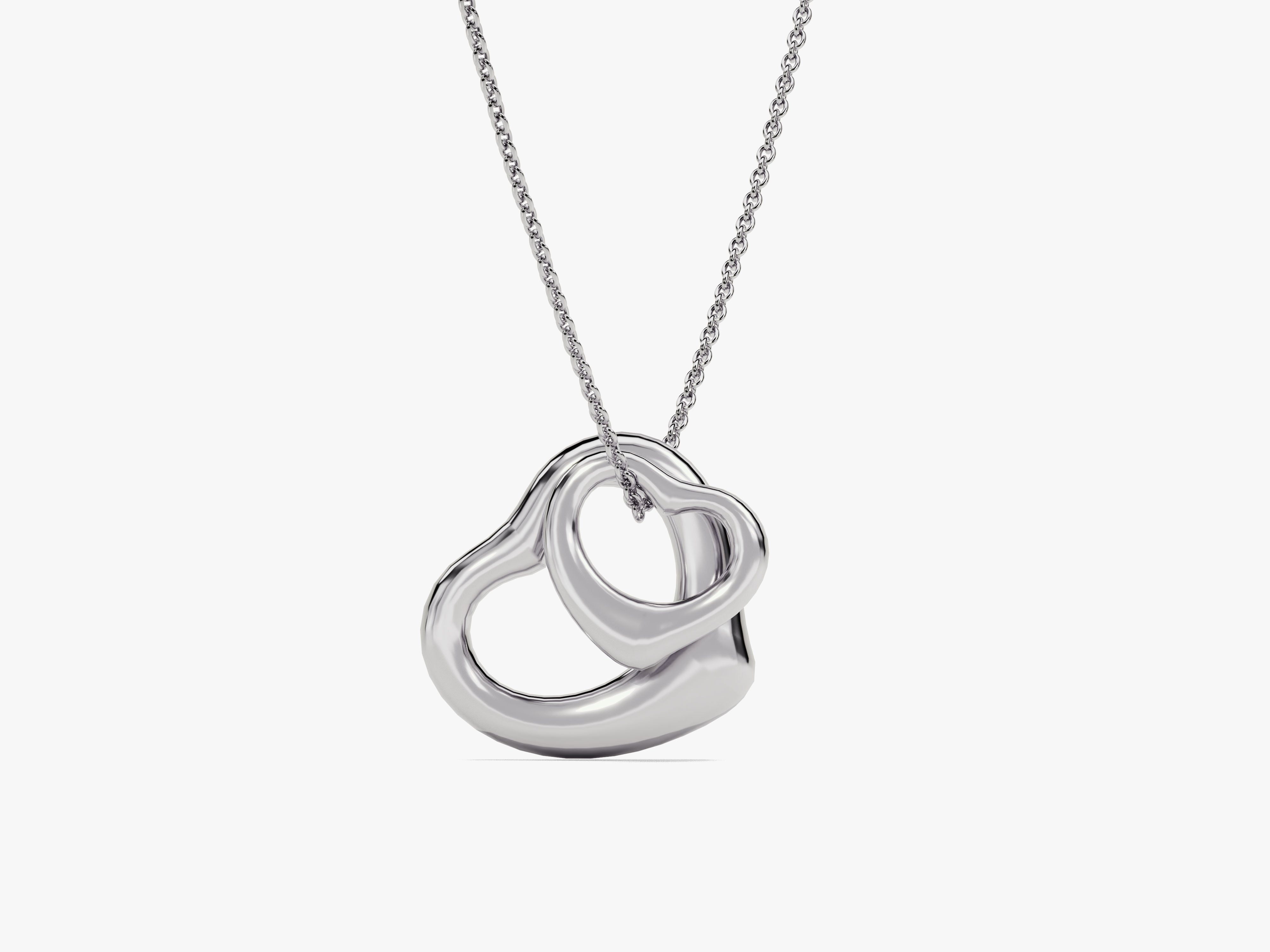Silver interlocking heart pendant necklace for jewelry lovers