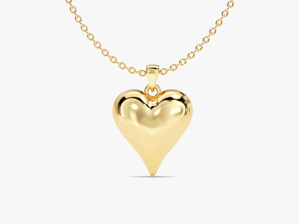 Puffed Heart Charm Necklace