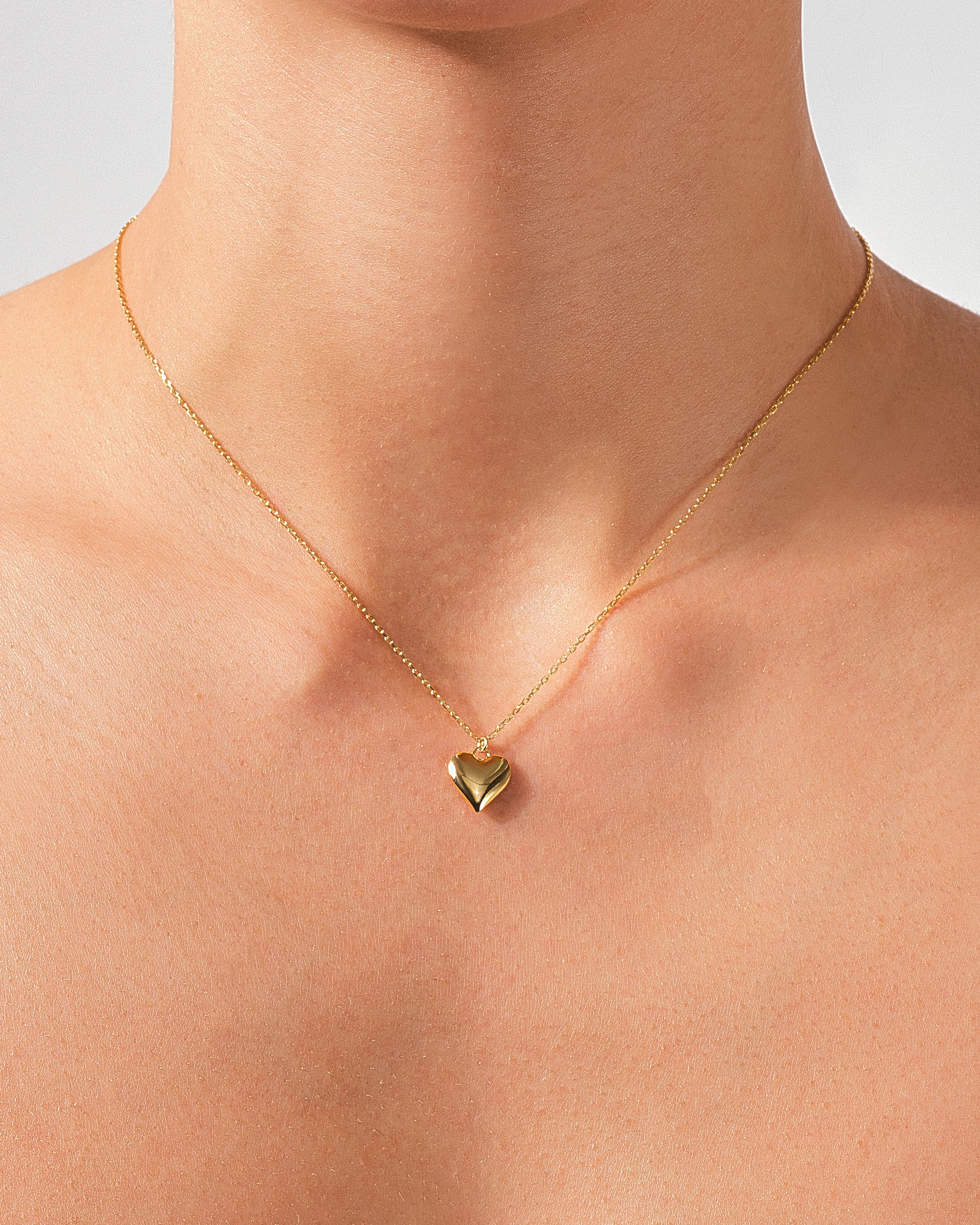 Puffed Heart Charm Necklace