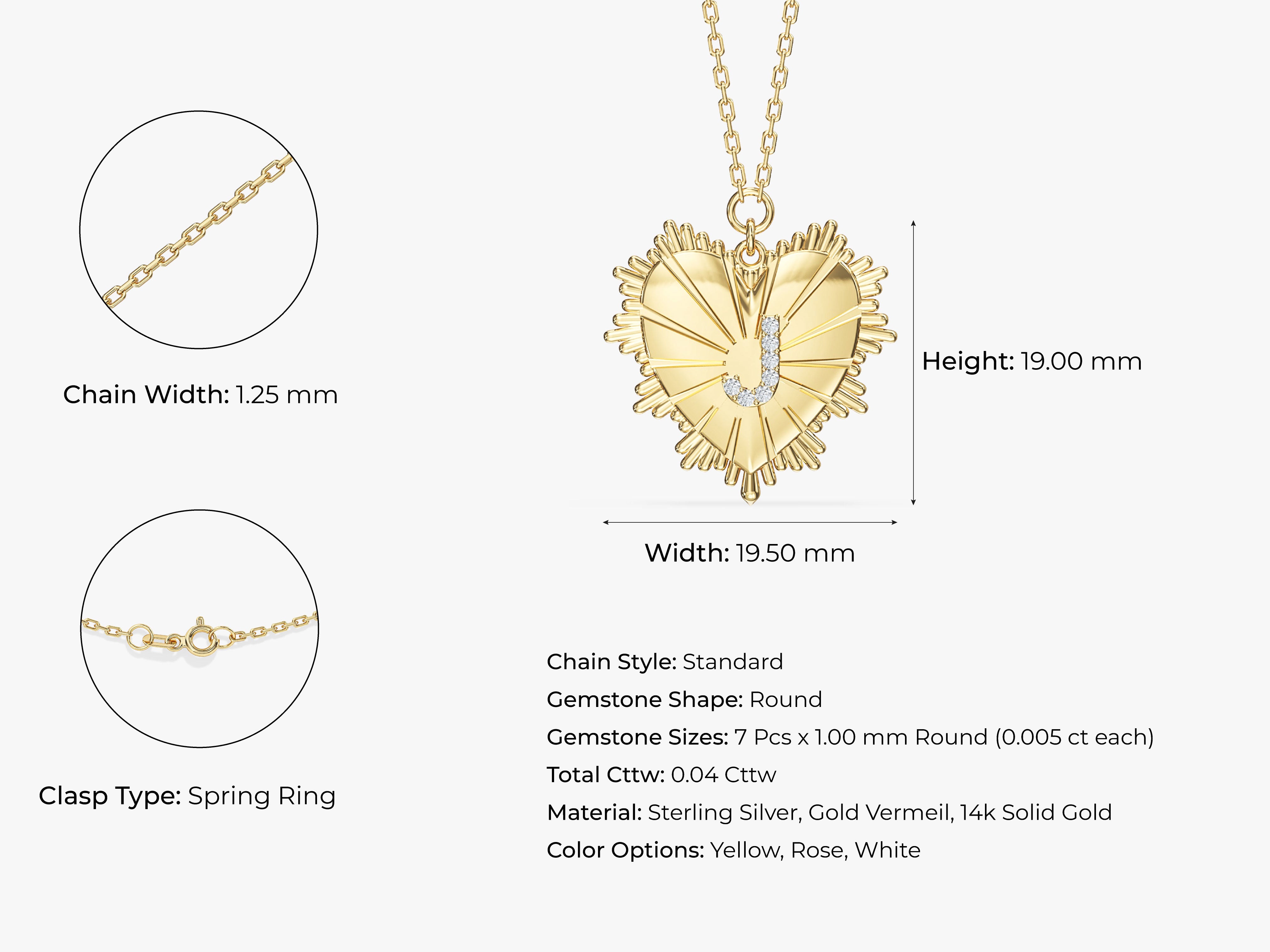 Gold heart initial 'J' necklace with diamonds, sterling silver, gold vermeil