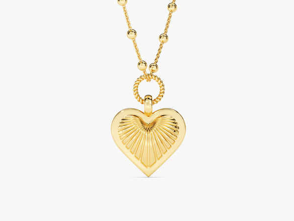 Heart Charm Necklace in 14k Solid Gold