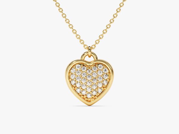 Beaded Diamond Heart Necklace in 14k Solid Gold