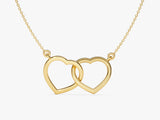 Interlocking Heart Necklace in 14k Solid Gold