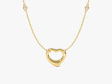 Double Diamond Heart Necklace in 14k Solid Gold