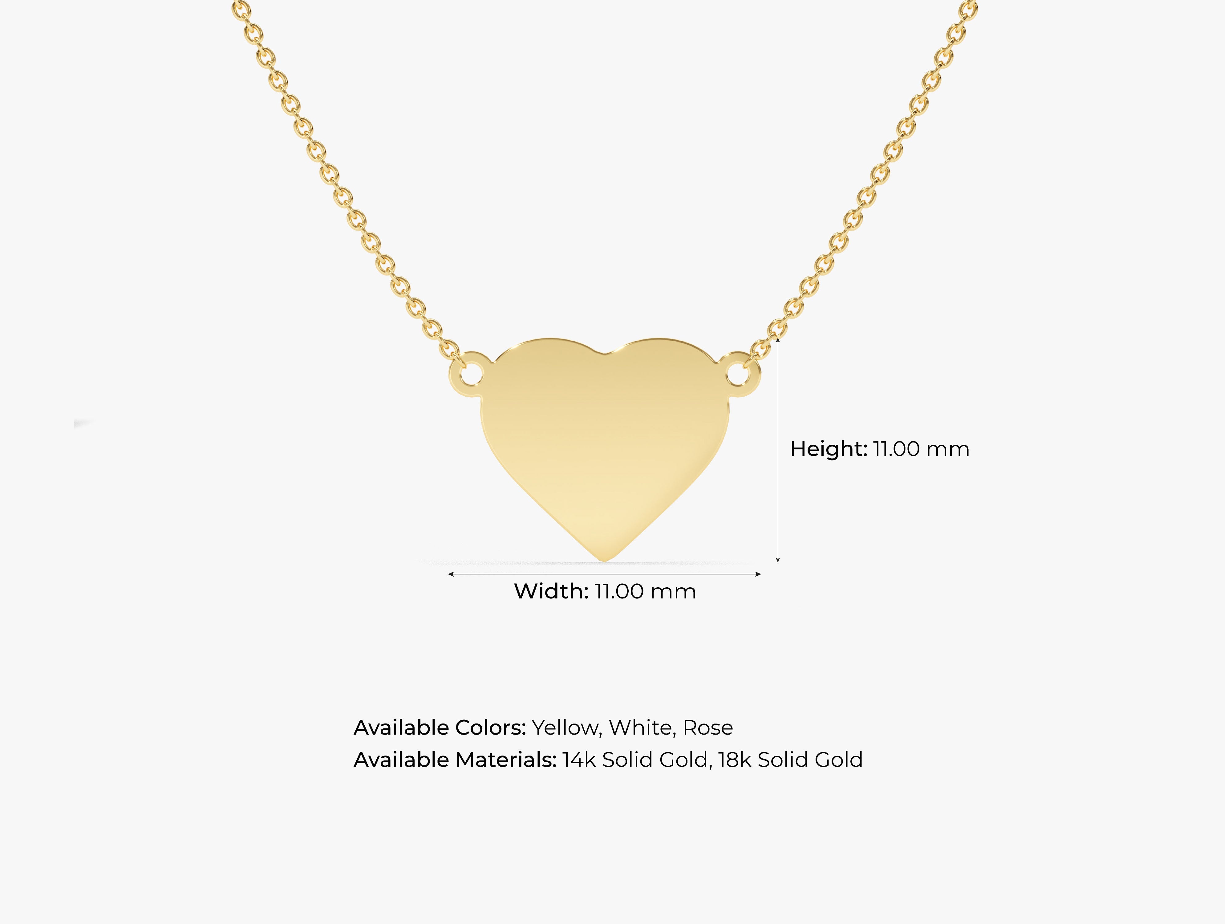 Gold heart necklace, available in yellow, white, rose gold