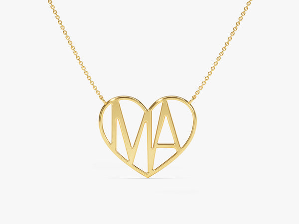 Initial Heart Necklace in 14k Solid Gold
