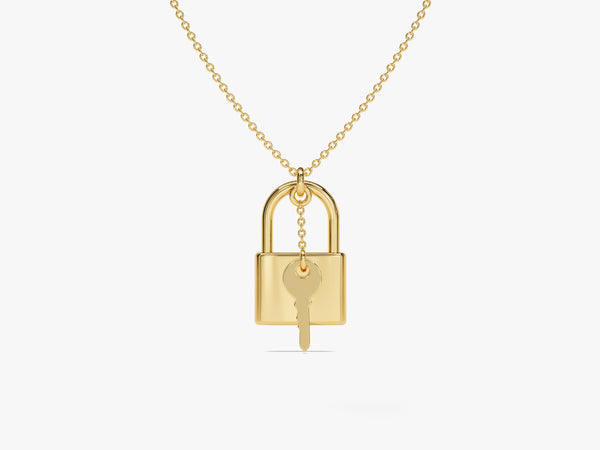 Lock & Key Necklace in 14k Solid Gold
