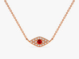 Micro Prong Set Birthstone Evil Eye Necklace in 14k Solid Gold