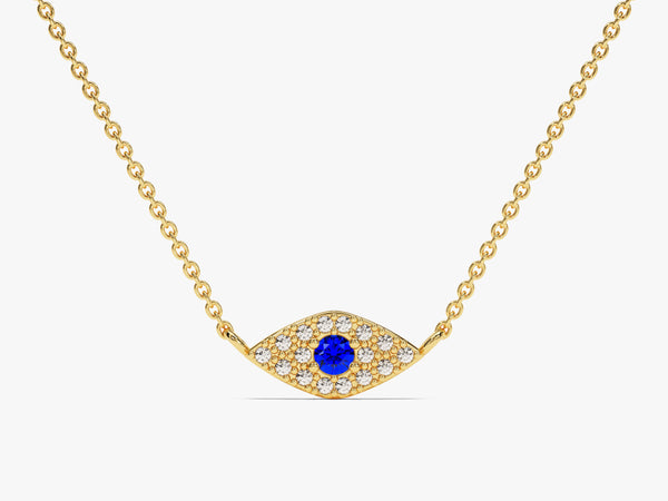 Micro Prong Set Birthstone Evil Eye Necklace - Gold Vermeil