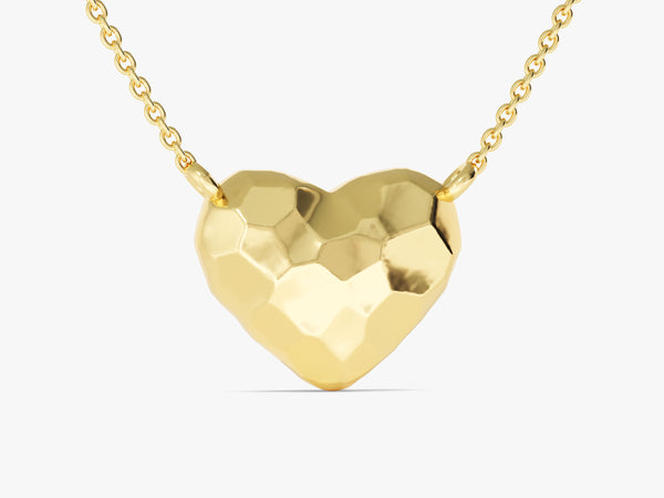 Hammered Heart Necklace in 14k Solid Gold
