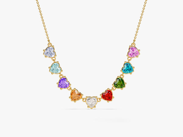 Heart Birthstone Necklace in 14k Solid Gold