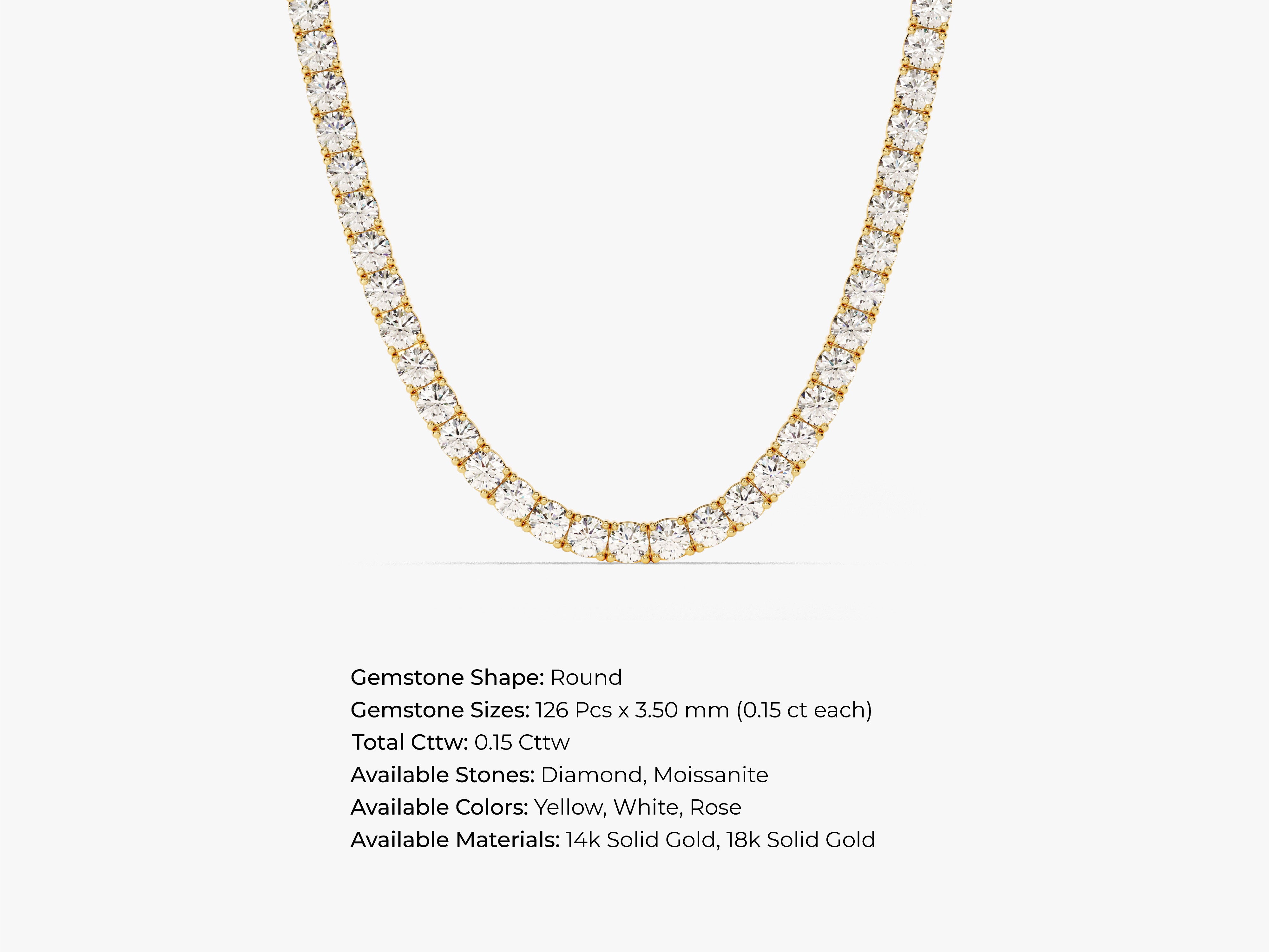 Diamond tennis necklace in yellow gold, a fine jewelry piece