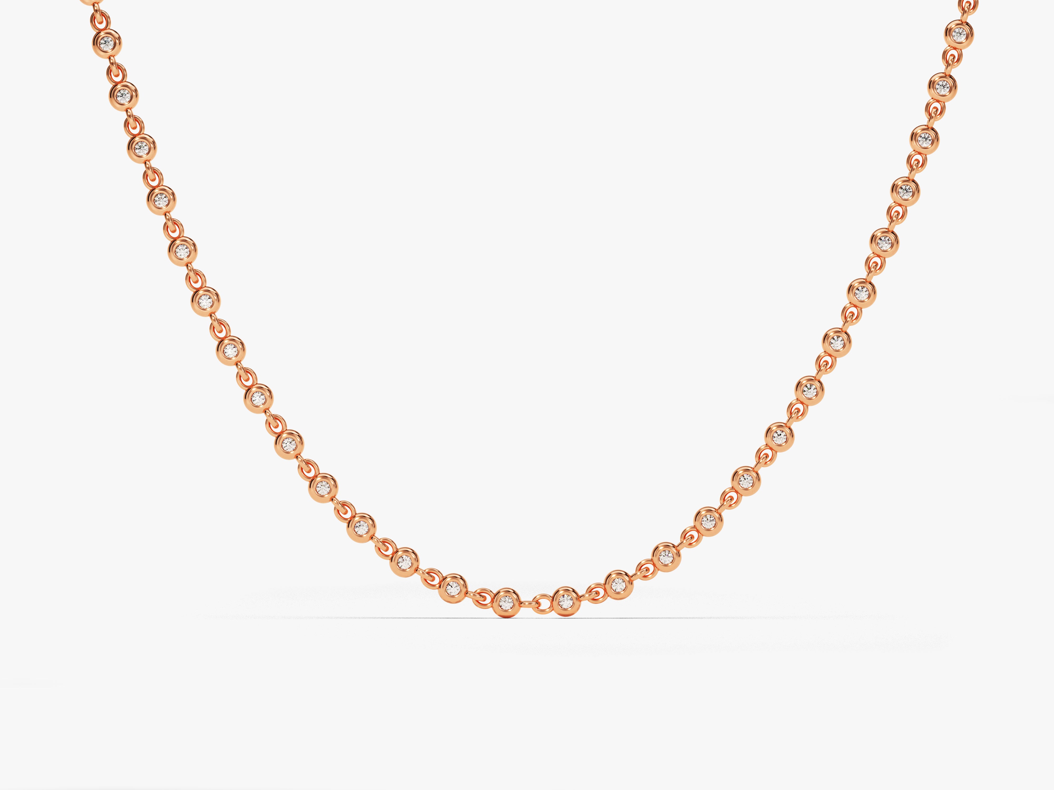 Rose gold diamond bezel set chain necklace jewelry