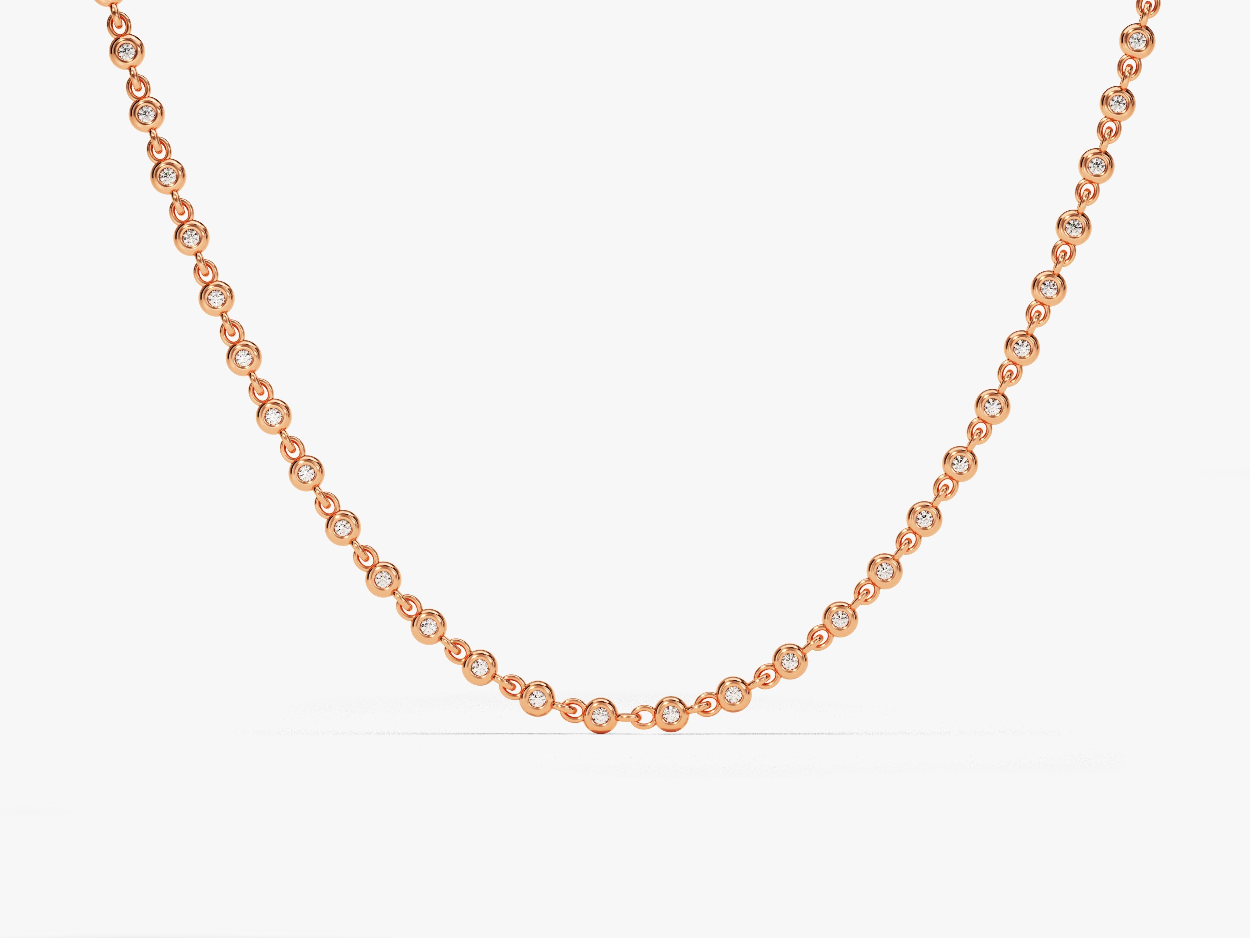 Rose gold diamond bezel set chain necklace jewelry