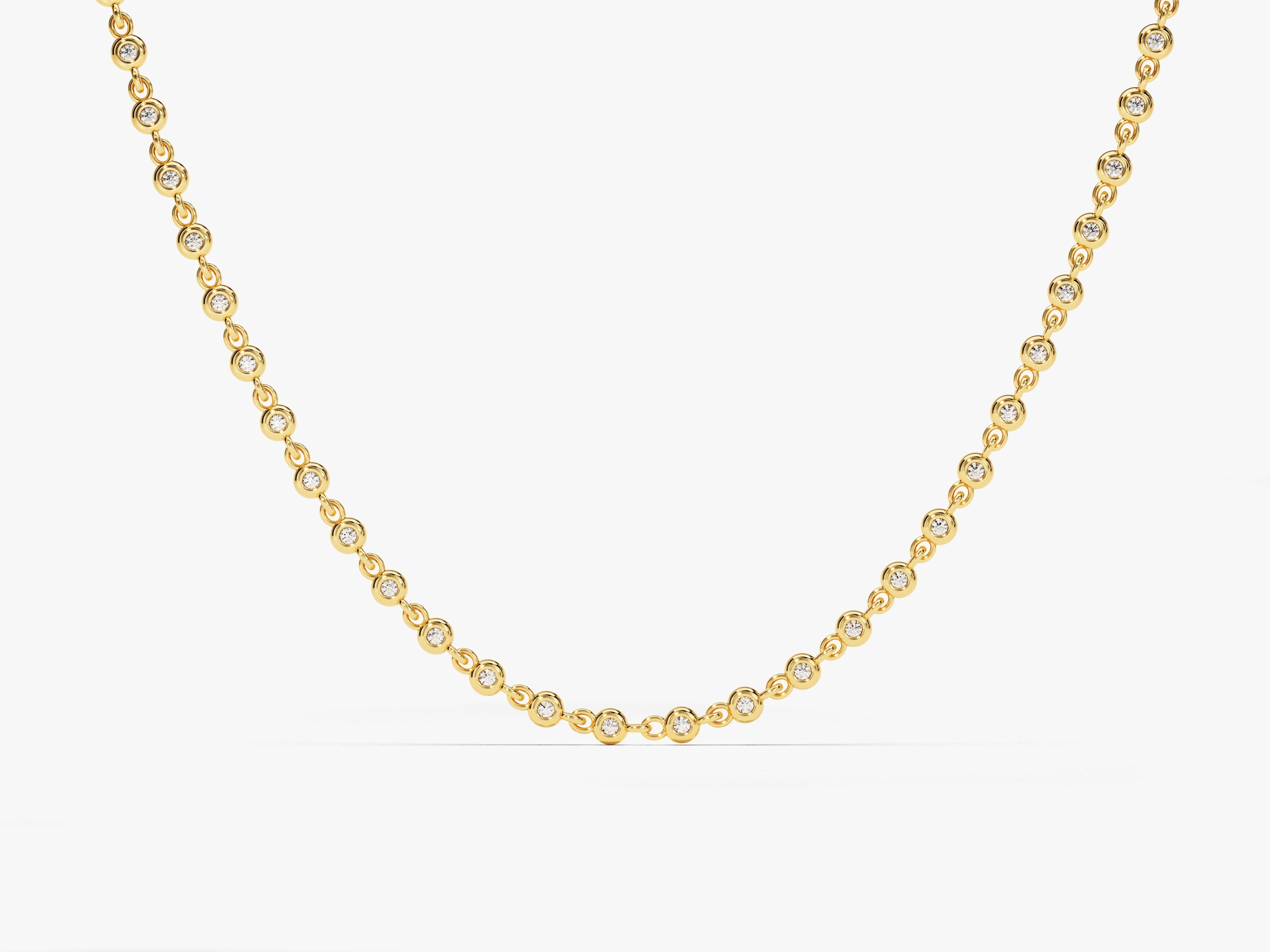 Gold chain necklace with bezel-set diamonds, fine jewelry