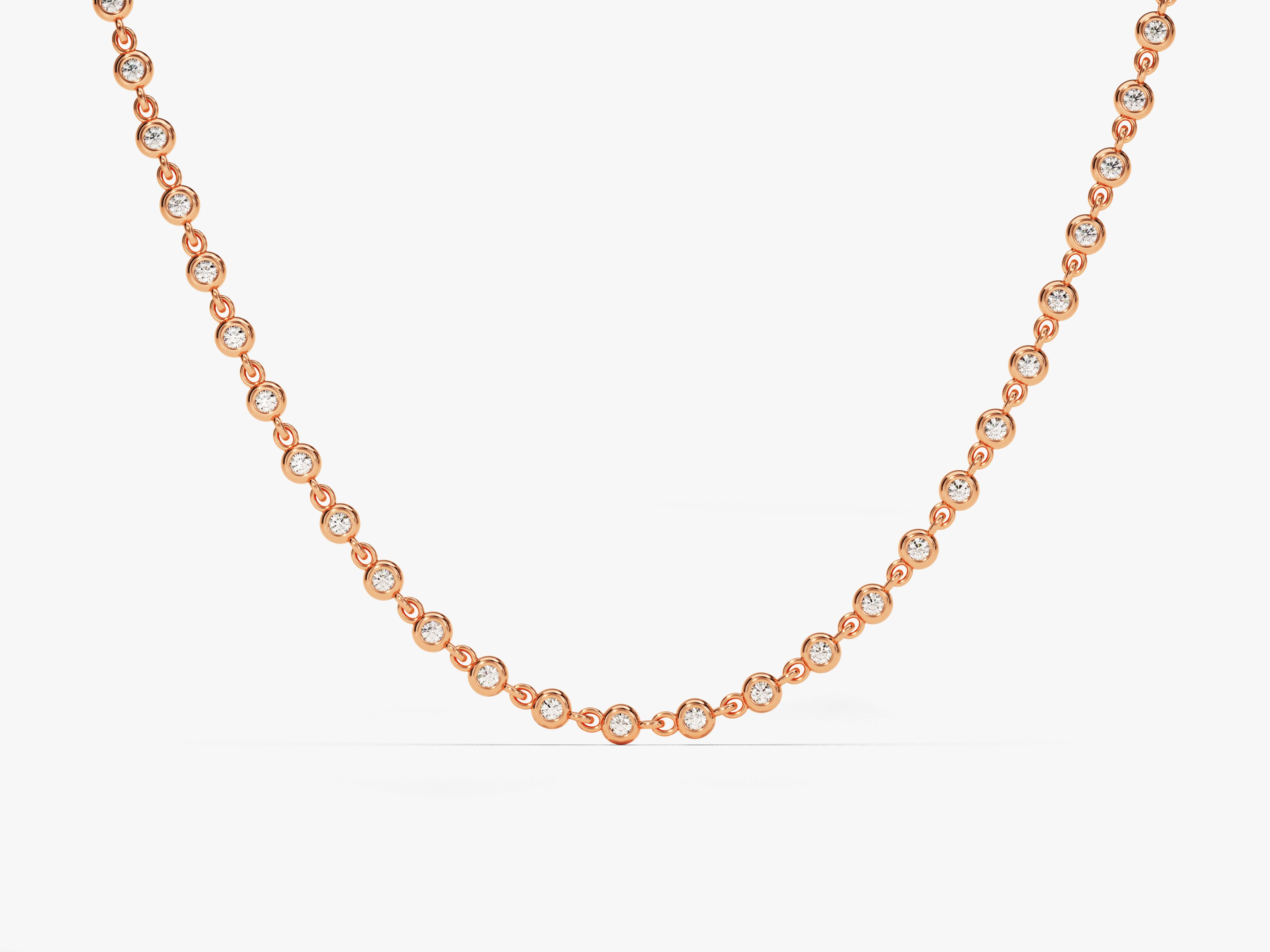 Rose gold diamond bezel set chain necklace jewelry