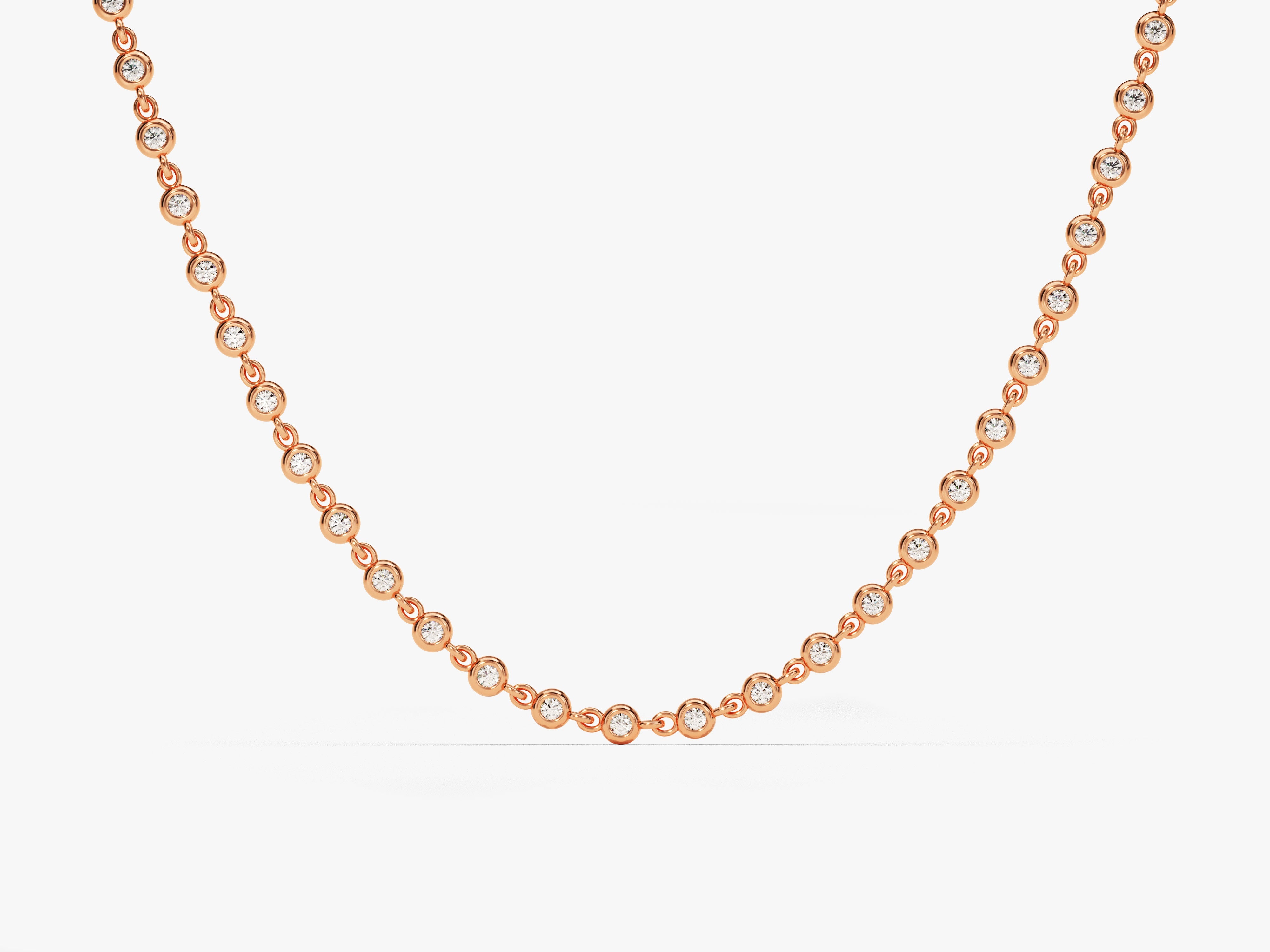 Rose gold diamond bezel set necklace jewelry