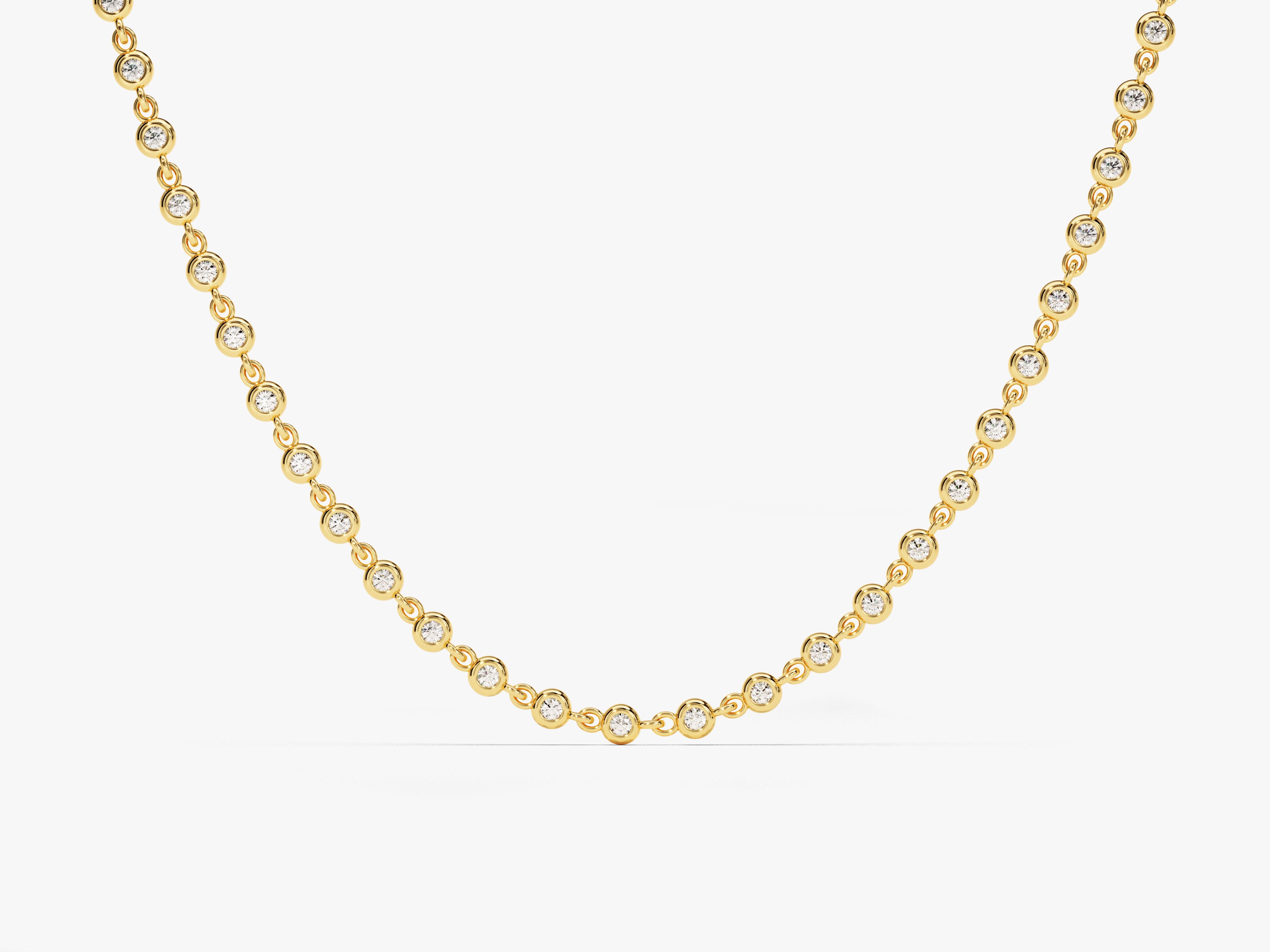 Gold chain necklace with bezel-set diamonds