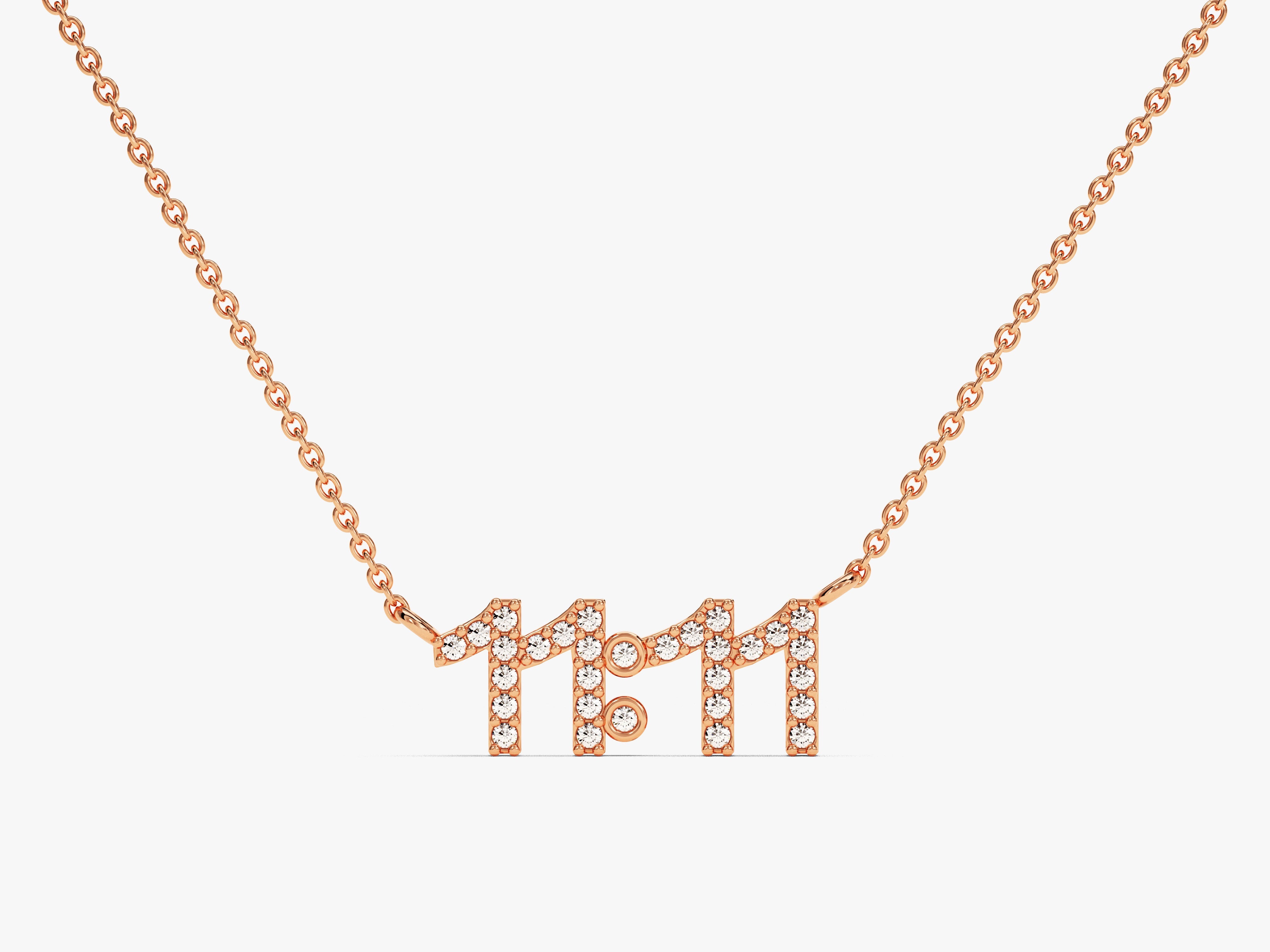 Diamond 11:11 necklace in rose gold for jewelry lovers