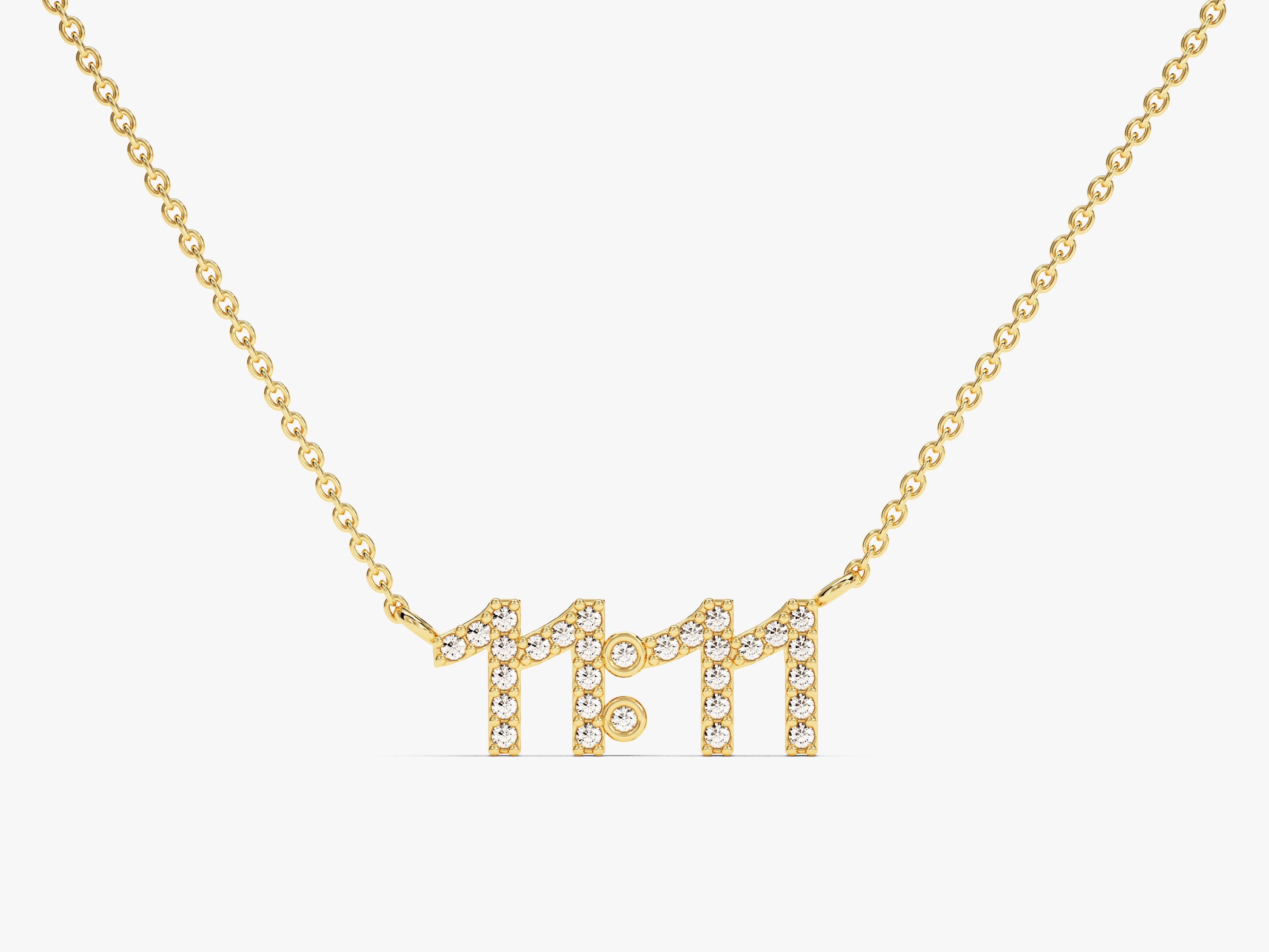 Diamond 11:11 necklace, gold chain, jewelry
