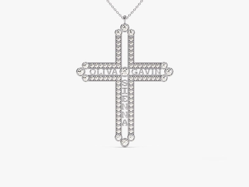 Cross Name Necklace in 14k Solid Gold