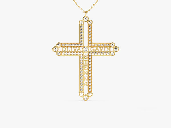 Cross Name Necklace in 14k Solid Gold