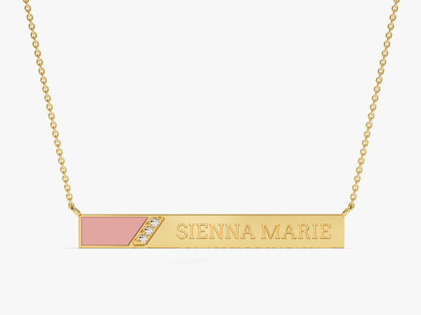 Pink Enamel Name Necklace in 14k Solid Gold