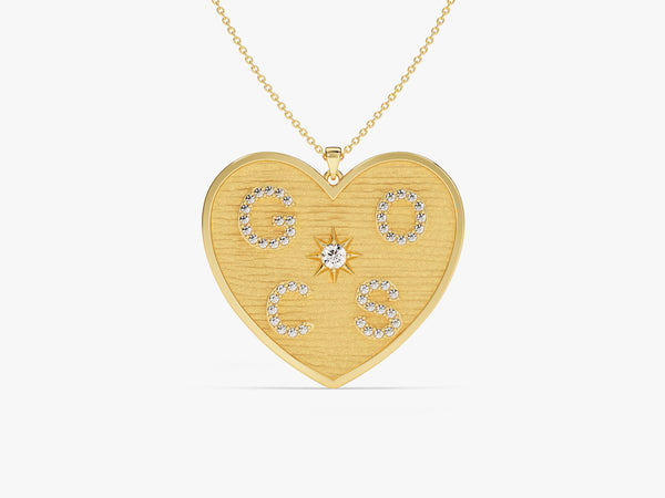 Multi Initial Heart Disc Necklace in 14k Solid Gold