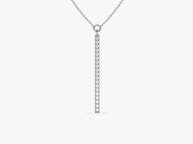 Vertical Diamond Necklace in 14k Solid Gold