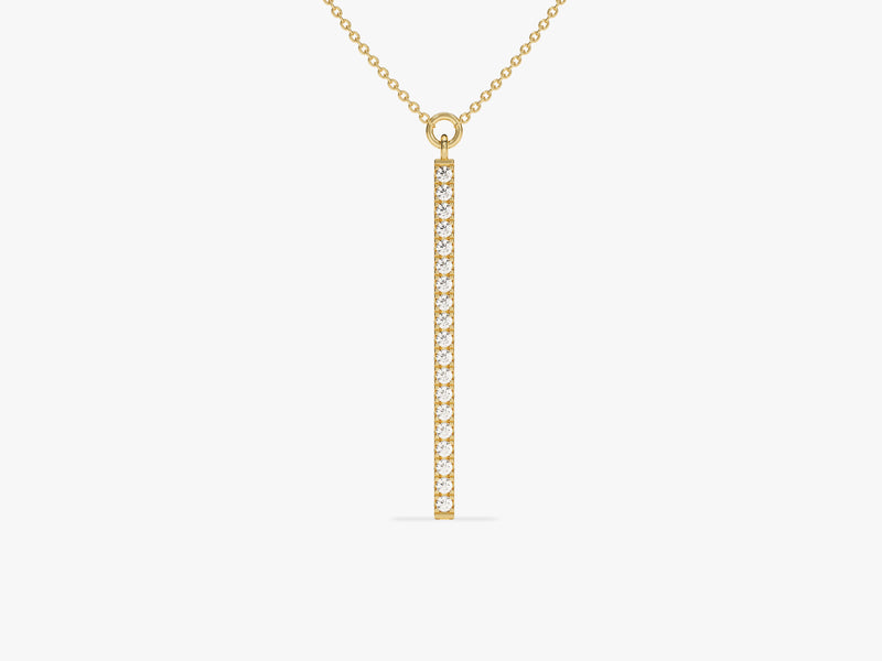 Vertical Diamond Necklace in 14k Solid Gold