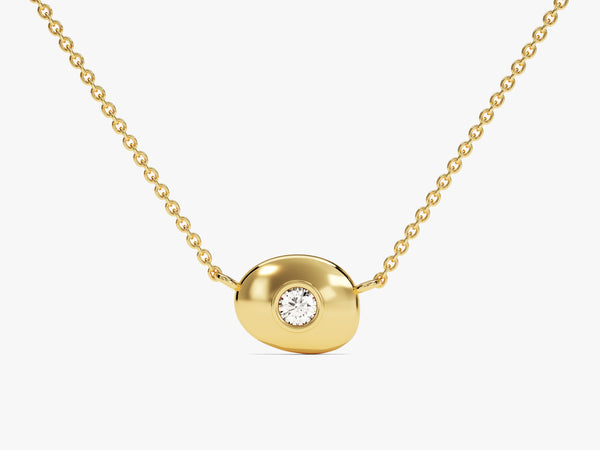 Bezel Set Round Diamond Necklace in 14k Solid Gold
