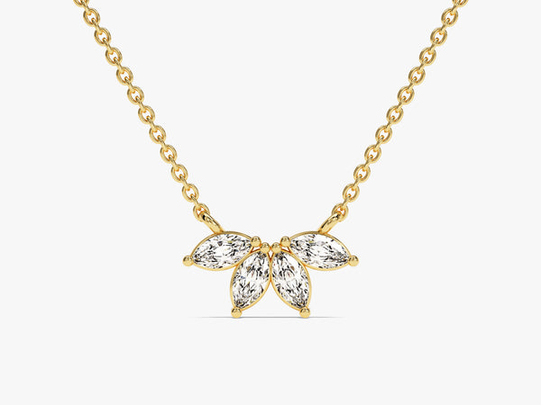Marquise Diamond Crown Necklace in 14k Solid Gold